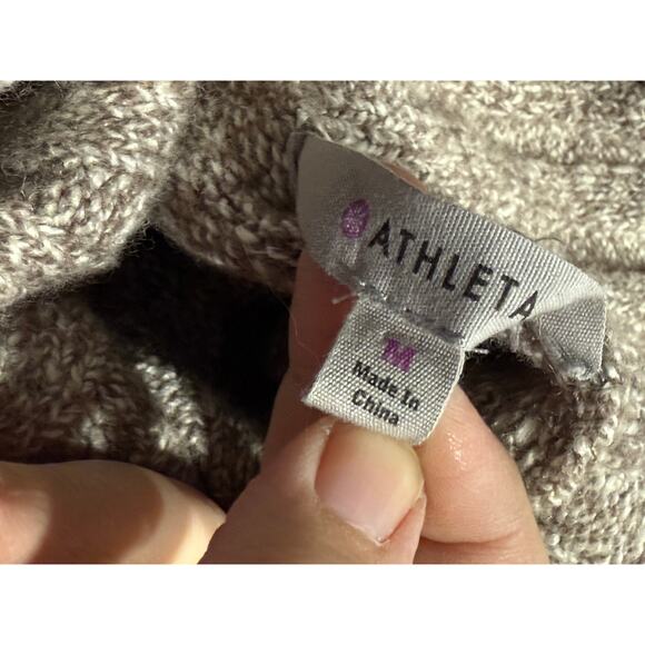 Athleta Cowl Neck Sweater Asymmetrical Womens Size Medium Tan 243338-01 66297 - Picture 2 of 10